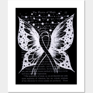 Thyroid Cancer Ribbon w/ wings- white Posters and Art